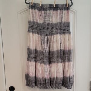 Metro Wear Boho Gray and Pink Women's Medium Skirt Festival Y2K Whimsy Goth